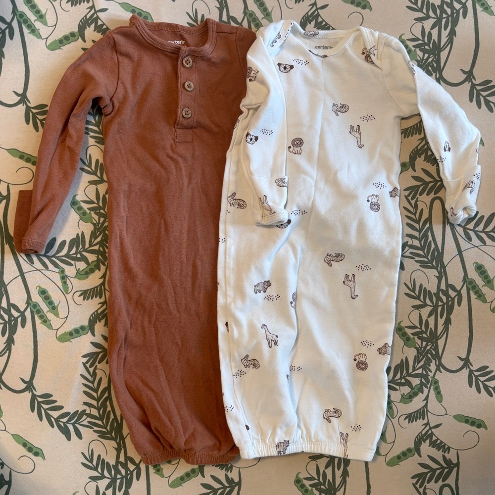 Carter's Rust and White Patterned Newborn Gowns